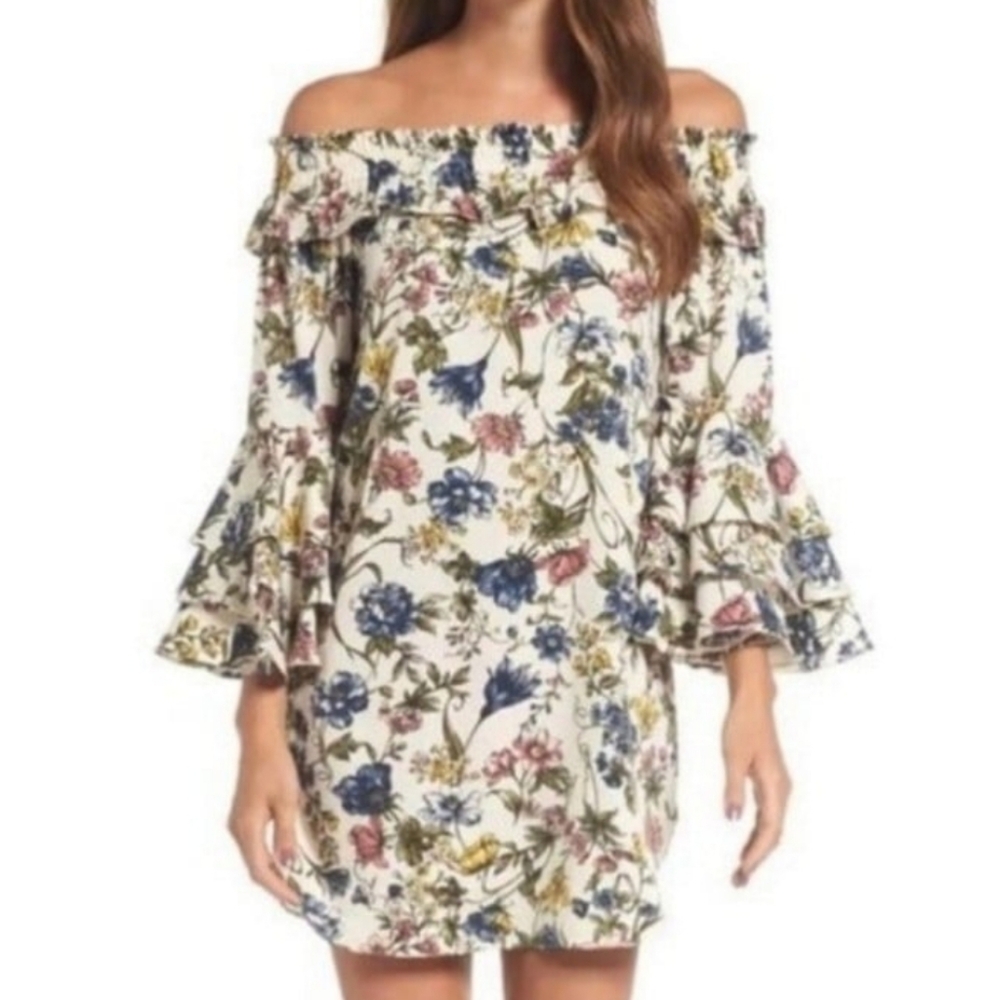 MISA Los Angeles  Amal Floral-Print Off-the-Shoulder A-Line Dress
